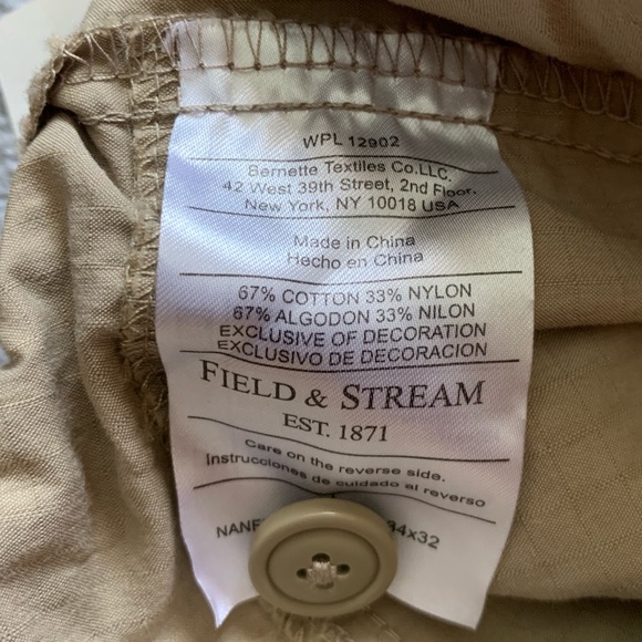 🆕 Field & Stream Khaki Cargo Hiking Pants, 34x32 - Picture 6 of 7